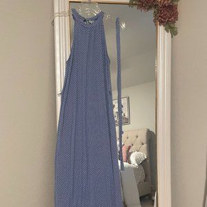 Maxi Blue Dress with White Flowers Women's Petite Size Small